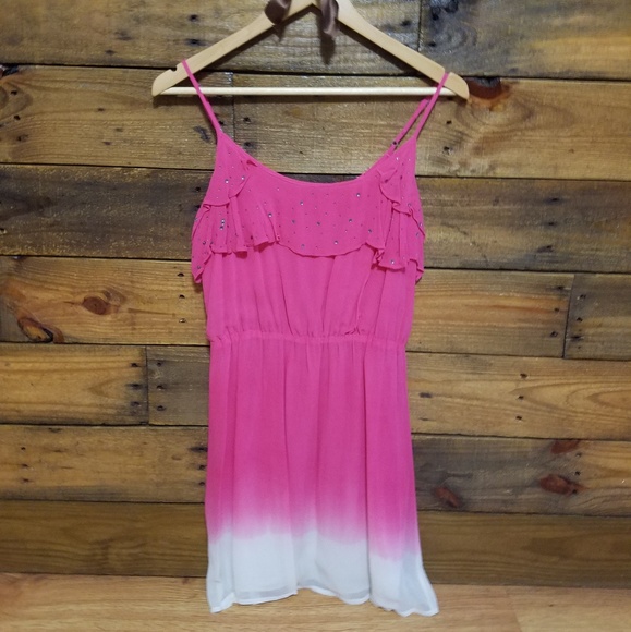 Pink white rhinestone ombre mini cocktail dress - Picture 2 of 5